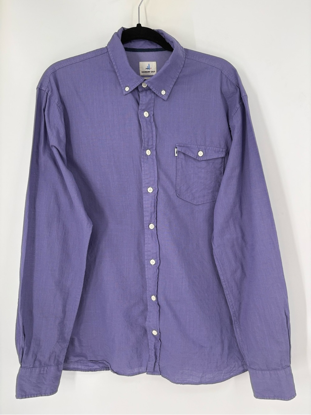 Johnnie-O Hangin Out Shirt 100% Cotton Purple  Long Sleeve Large